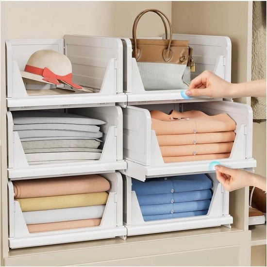 Organizzatore 6 in 1 pieghevole per armadio, multifunzionale e ripiegabile per camera da letto, cucina, bagno, ufficio, contenitore a cassetti spazievitore, bianco