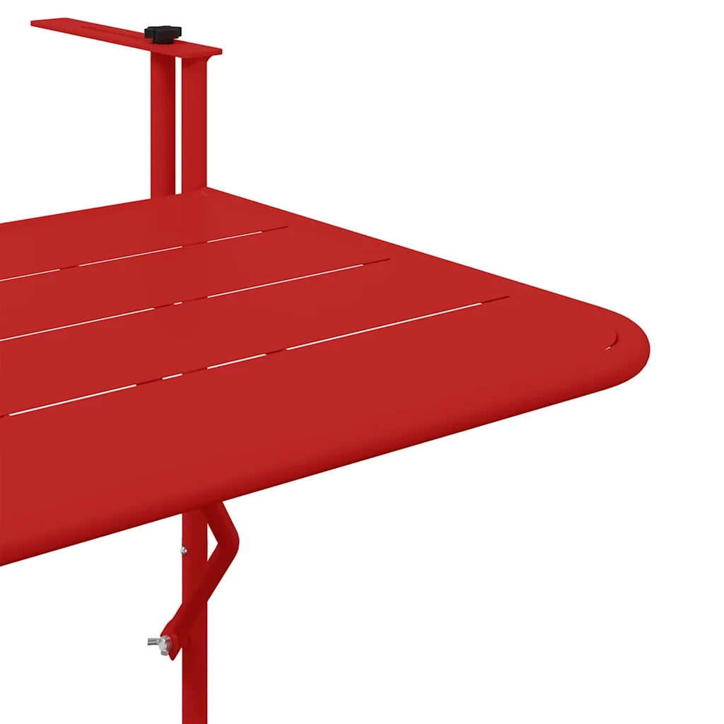 Tavolo Appeso da Balcone Rosso 60 x 39 x 65 cm Acciaio 42008078