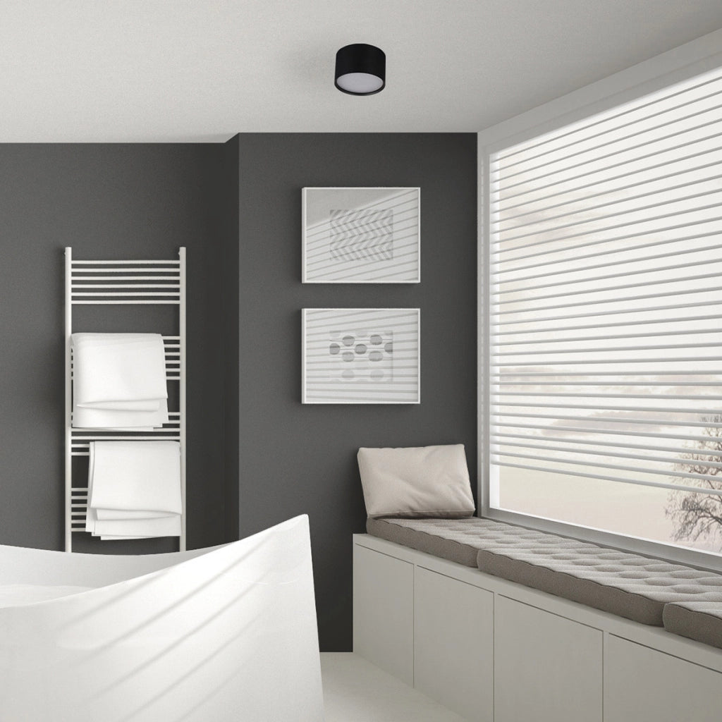 Plafoniera LED 6W nera tonda Ø9cm IP54 Kendal Light Prestige