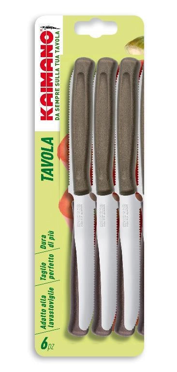 Set 6 Coltelli da tavola cucina kaimano marrone fiskars