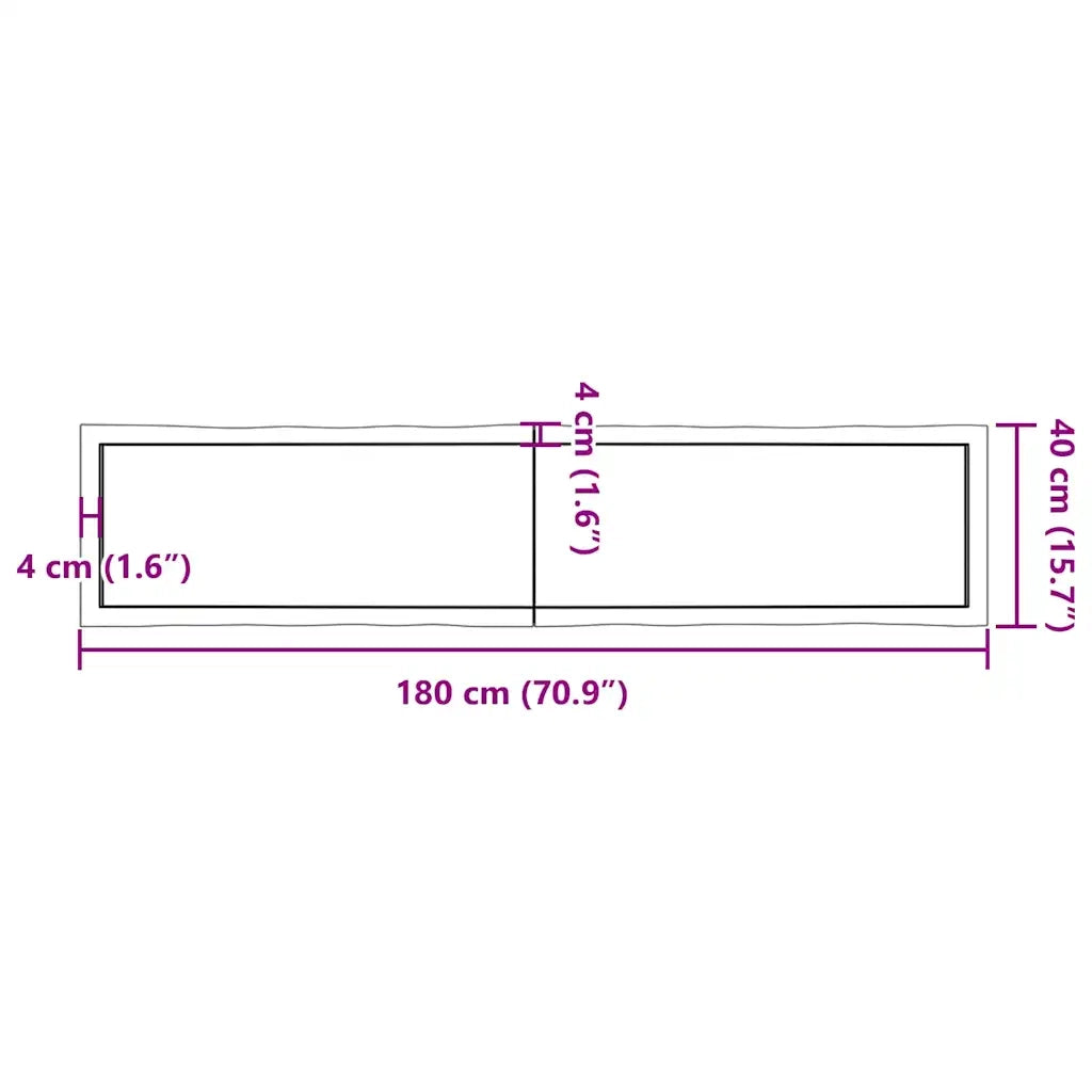 Piano Tavolo Marrone Chiaro 180x40x(2-4) cm Rovere Non Trattato 363974