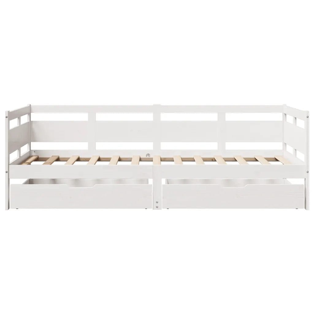 Dormeuse con Cassetti Bianco 90x190 cm Legno Massello di Pino 3302119