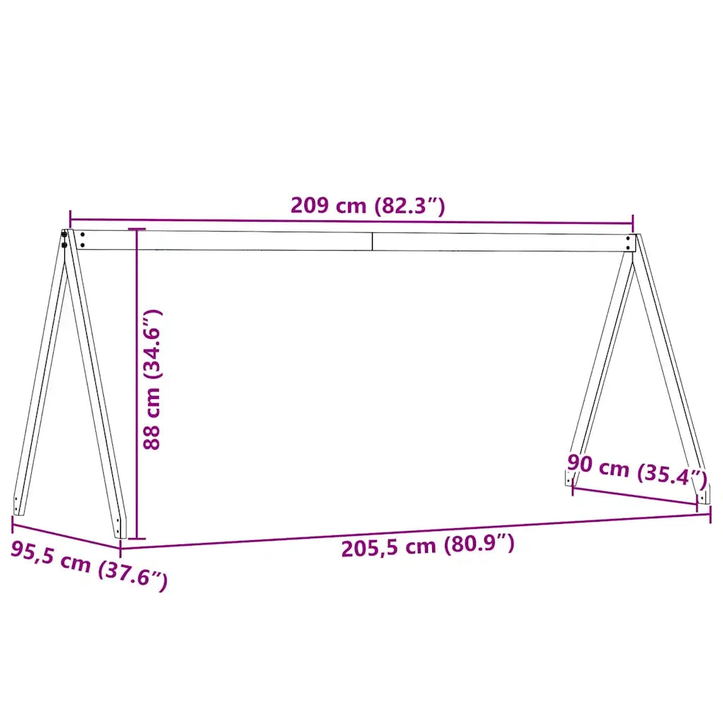 Tetto Letto Bambini Marrone Cera 209x95,5x88 cm Massello Pino