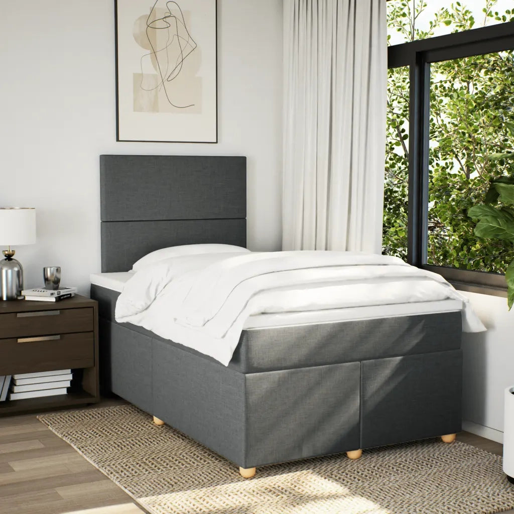 Giroletto a Molle con Materasso Grigio Scuro 120x190cm Tessuto