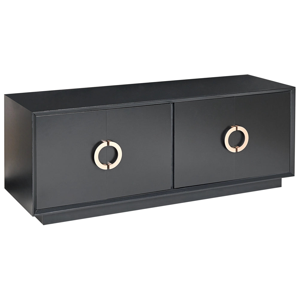 Credenza a 4 ante in MDF nero con ripiani maniglie dorate stile moderno corridoio soggiorno camera da letto contenitore