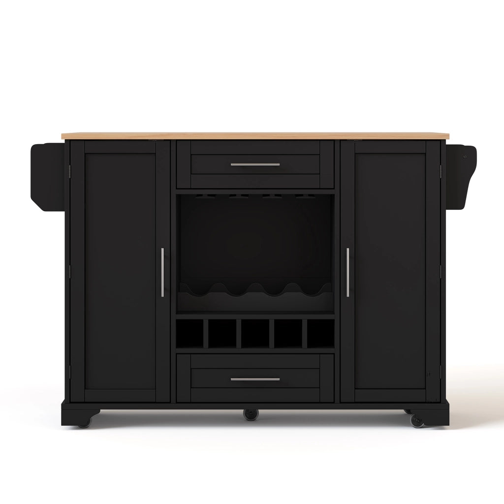 Carrello da cucina con 2 ante; 2 cassetti; ripiani regolabili; portabicchieri e portaasciugamani; 138x45x92 cm