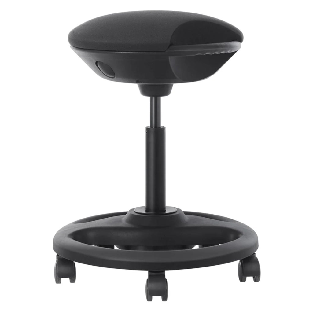 Sgabello da lavoro dinamico sedia da ufficio ergonomica girevole con rotelle seduta extra larga inclinazione di 10° altezza regolabile imbottitura spessa nero 12_0001457