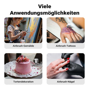 HS-A9K Set con compressore, pistola aerografo, ugelli e accessori, motore 12 V, pressione autostop 1,5 bar, per modellismo, tatuaggi, nail art, airbrush