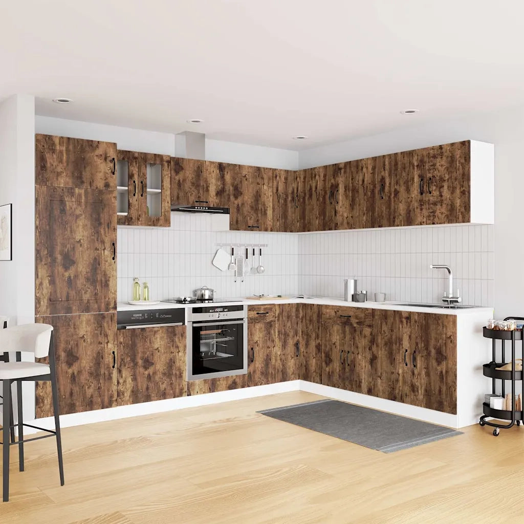 Set Mobili da Cucina 14 pz Kalmar Rovere Fumo Legno Multistrato 3314976