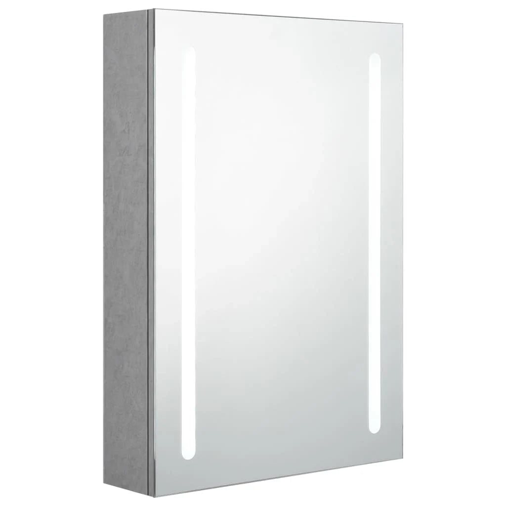 Mobiletto da bagno con specchio LED 50 x 13 x 70 cm grigio 02_0006604