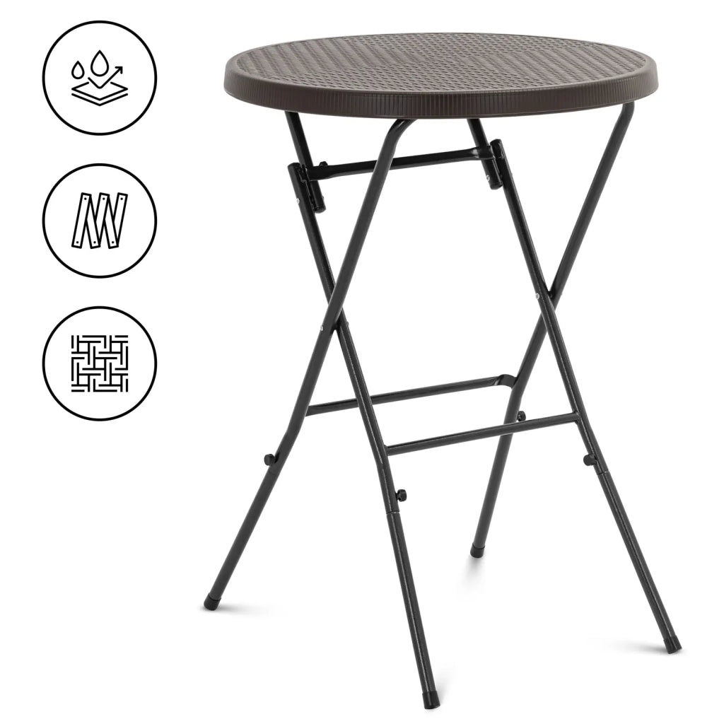 Tavolo da giardino pieghevole 79 x 79 x 110 cm 75 kg per uso interno ed esterno acciaio nero polietilene ad alta densità (HDPE) nero 14_0009974