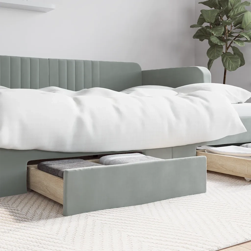 Cassetti da Letto 2 pz Grigio Chiaro Legno Multistrato e Velluto CFW9754801