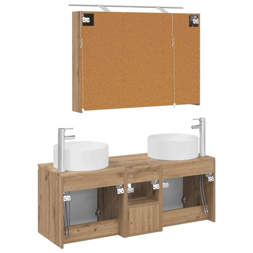 Set di Armadi da Bagno 4 pcs Rovere Artigianale 3406582
