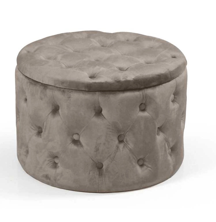 POUF CONTENITORE IN VELLUTO TRAPUNTATO 60 X 60 X 42 CM COLORE TORTORA