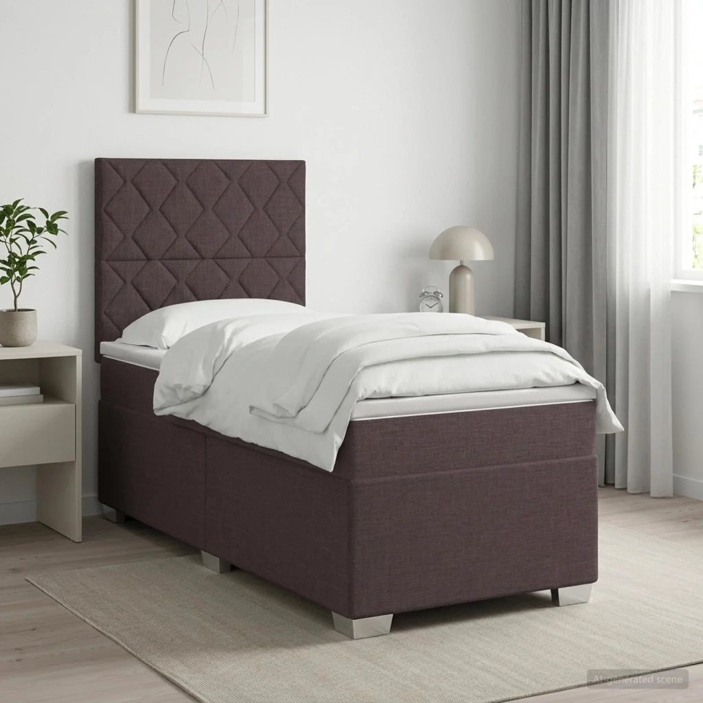 Letto box spring con materasso Marrone Scuro 100 x 200 cm 3454813