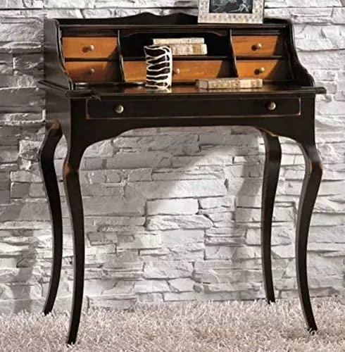 Scrivania shabby nero legno consumato/naturale 78x50x94 - Mobili 2G