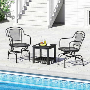 Set di 2 Sedie a Dondolo con Schienale e Seduta in Rete, Poltrona da Pranzo Giardino con Piedini Regolabili, Telaio in Metallo, Sedia da Bistro per Giardino Balcone, Portata 102 kg