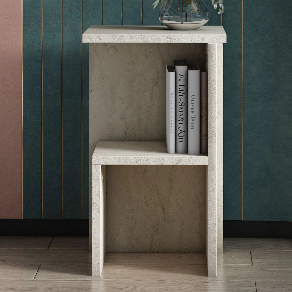 Comodino in legno "Roisin" - 30 x 30 x 50 cm - Travertino