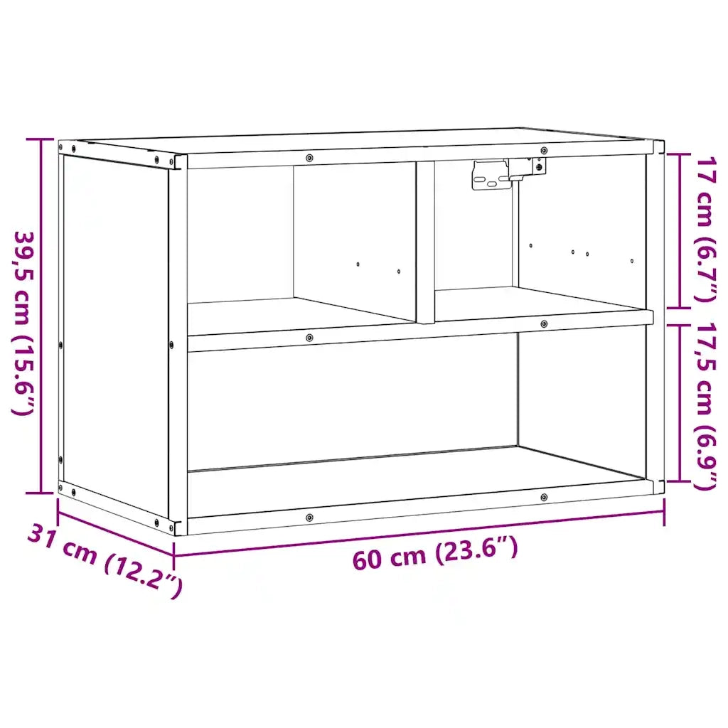 Mobile TV Rovere Sonoma 60x31x39,5cm Legno Multistrato Metallo 848915