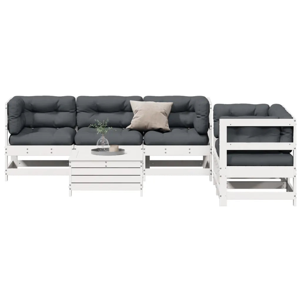 vidaXL Set Salotto da Giardino 6 pz Bianco in Legno Massello di Pino