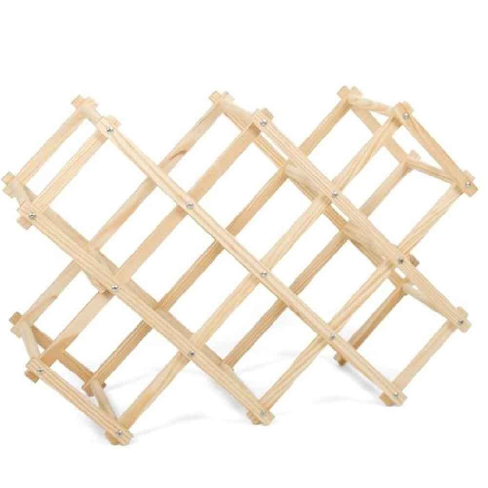 Portabottiglie Vino in legno Naturale Pieghevole Fisarmonica 10 Bottiglie