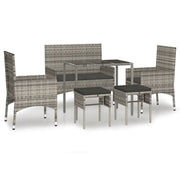 Set Divani da Giardino 6 pz | Set Salotto da Giardino con Cuscini in Polyrattan Grigio