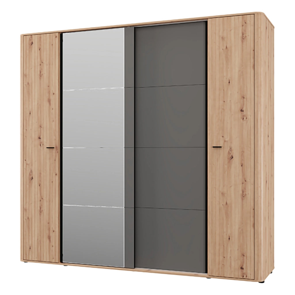 Armadio Camera da Letto Hakone, Guardaroba Grande Appendiabiti, 232x219h cm Marrone Rovere Nodi