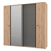 Armadio Camera da Letto Hakone, Guardaroba Grande Appendiabiti, 232x219h cm Marrone Rovere Nodi