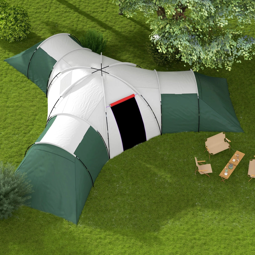 Tenda da campeggio 4 stanze per 6-9 persone ¨C zephmum ¨C Verde 615x615x225 cm