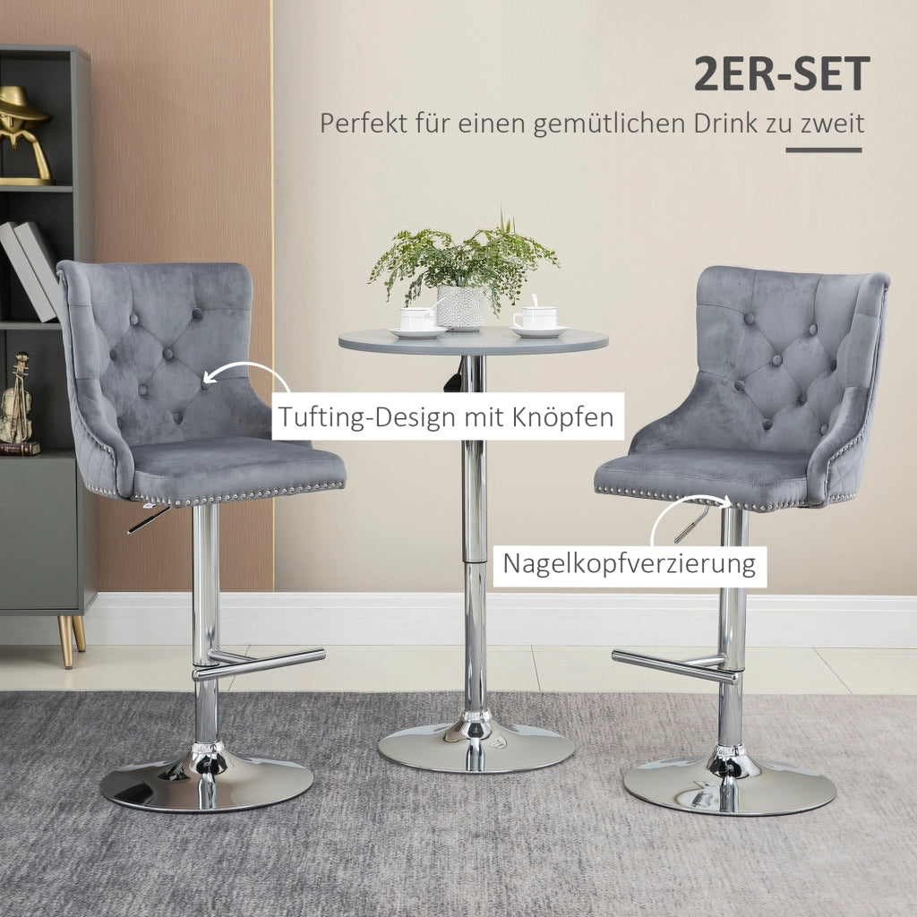 Sgabello bar 2 pezzi ¨C zephmum ¨C regolabile, girevole, grigio, 46x55x123 cm