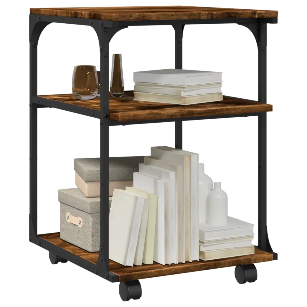 Supporto Stampante 3 Livelli Rovere Fumo 43x48x64cm Multistrato