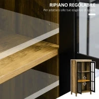 Credenza Moderna a 2 Ante in Vetro e legno, 60x35x120cm, Marrone