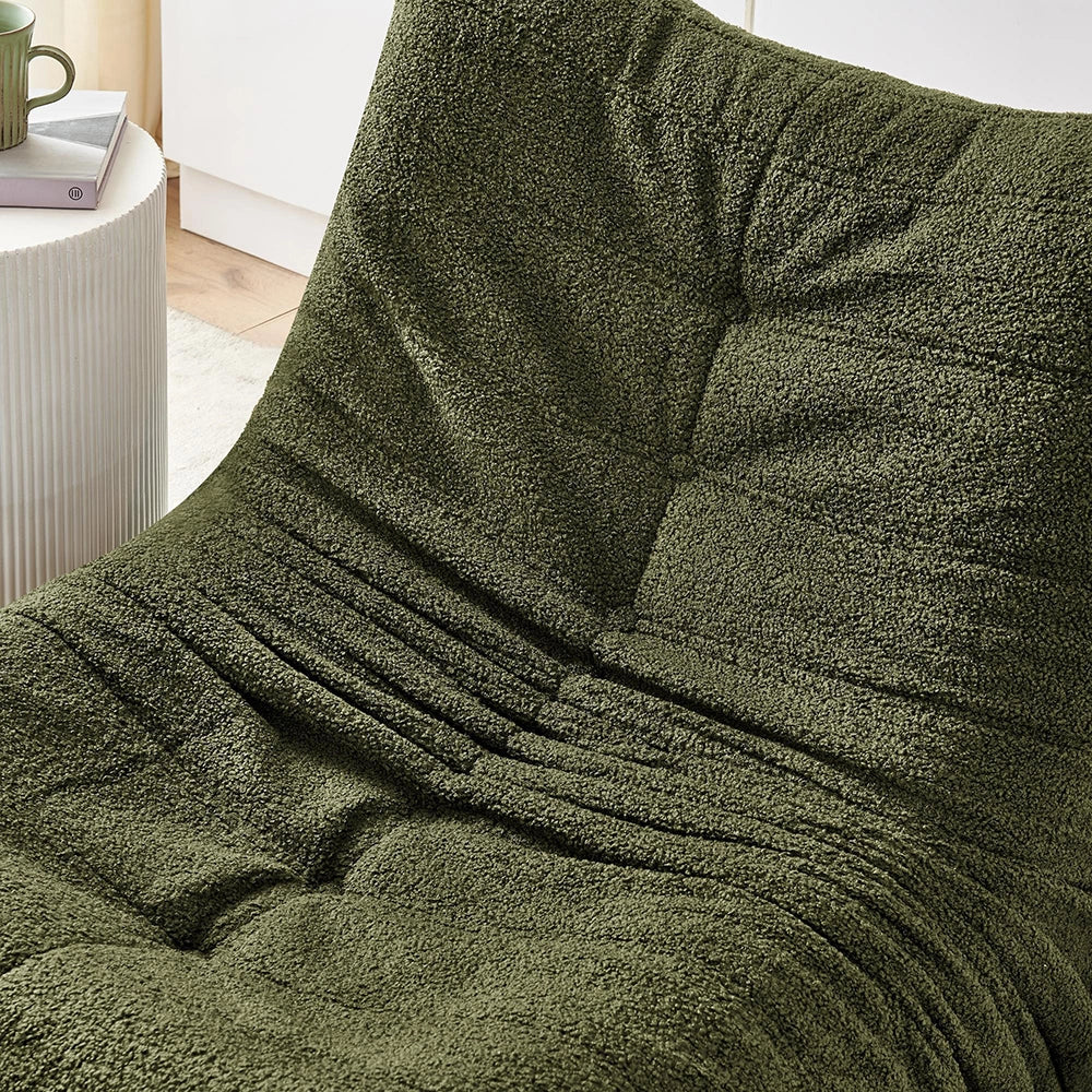 Canap¨¦ Lazy con schienale e poggiapiedi - Xylo - Verde, morbido peluche