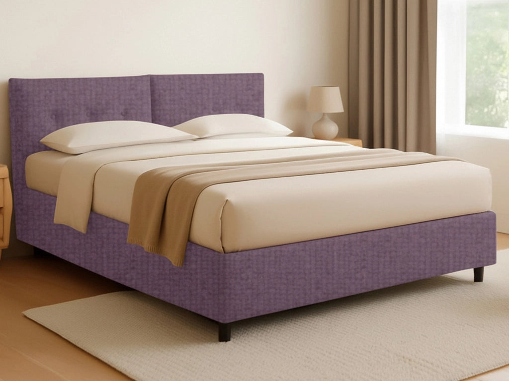 Derby, Letto Matrimoniale Sfoderabile Made in Italy, Viola Lilla
