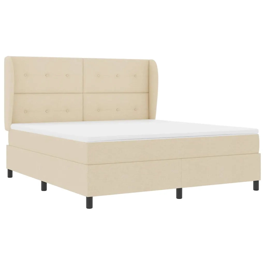Letto a molle con materasso Crema 180 x 200 cm Tessuto 3340583