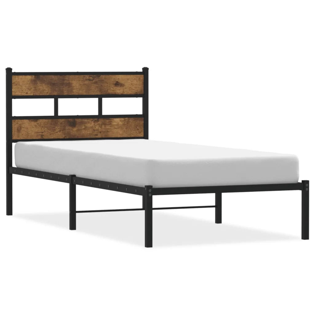 vidaXL Giroletto senza Materaso in Metallo Rovere Fumo 107x203 cm