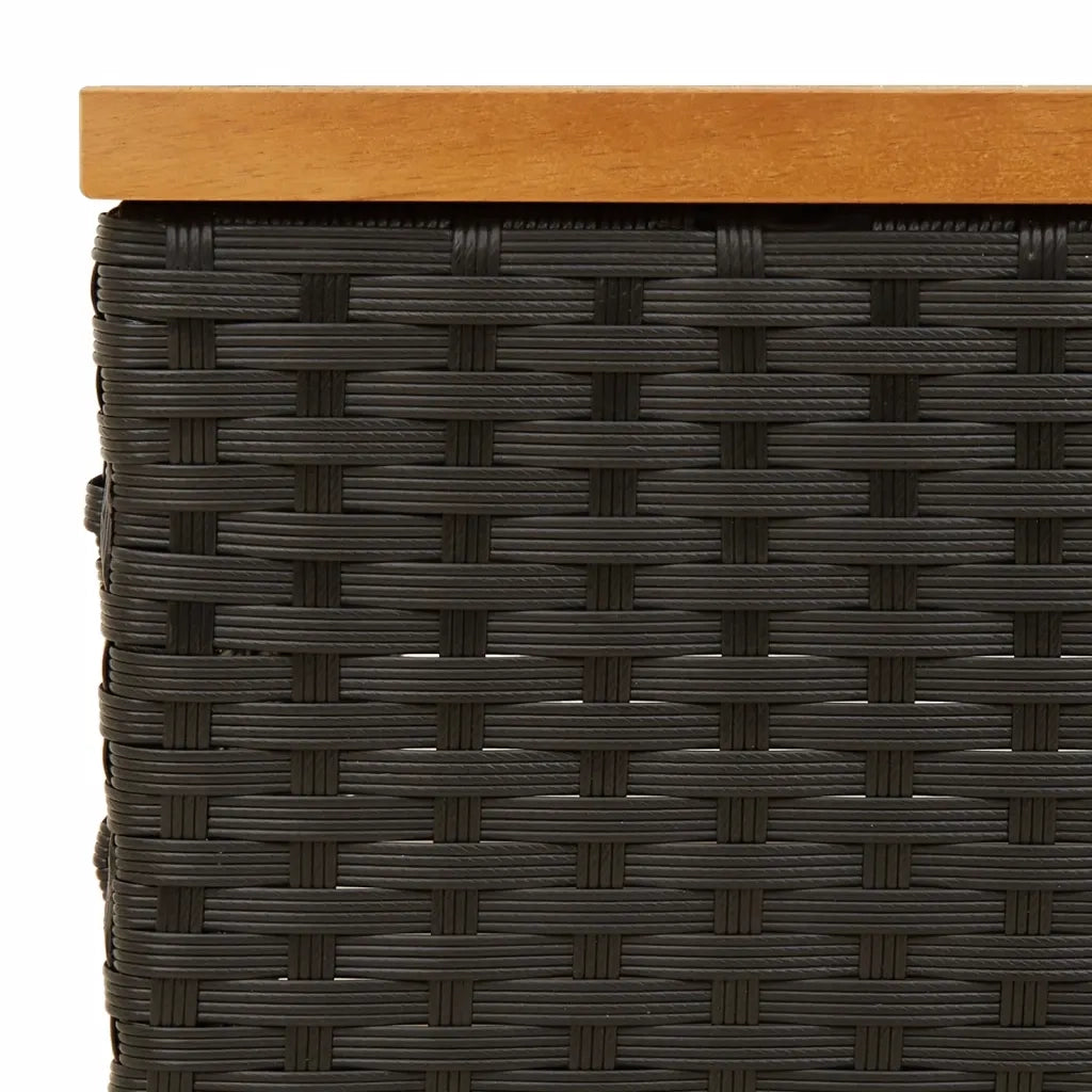 Copertura Base Ombrellone-Supporto per ombrellone Nera 70x70x25 cm Polyrattan e Acacia