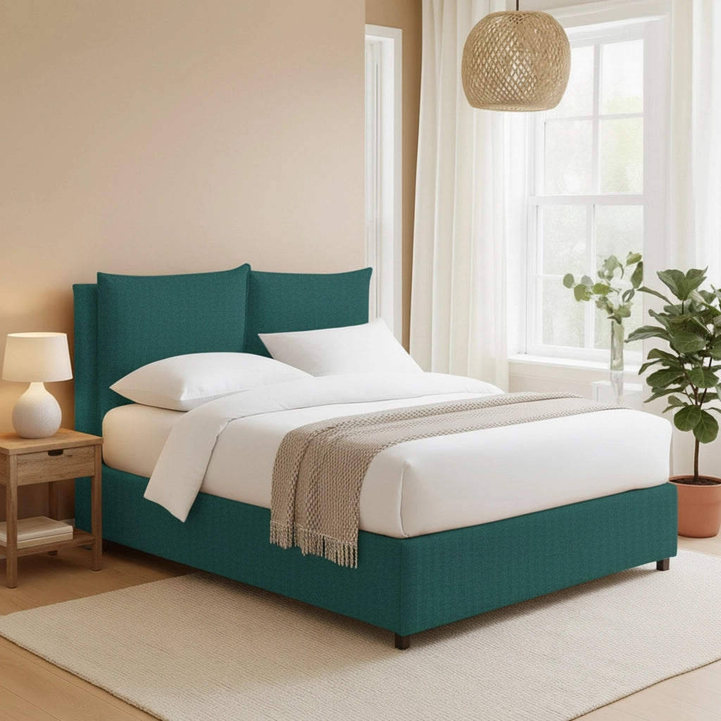 Formby, Letto Matrimoniale Sfoderabile Made in Italy, Verde Petrolio