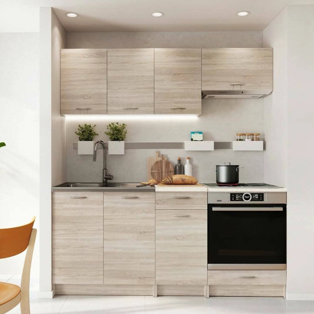 Cucinino Elettrodomestici non inclusi, Teano, Cucina Modulabile, Marrone Rovere