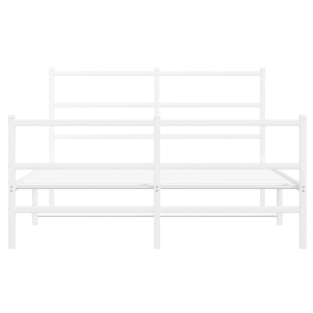 Giroletto con Testiera e Pediera Metallo Bianco 140x190 cm 355432