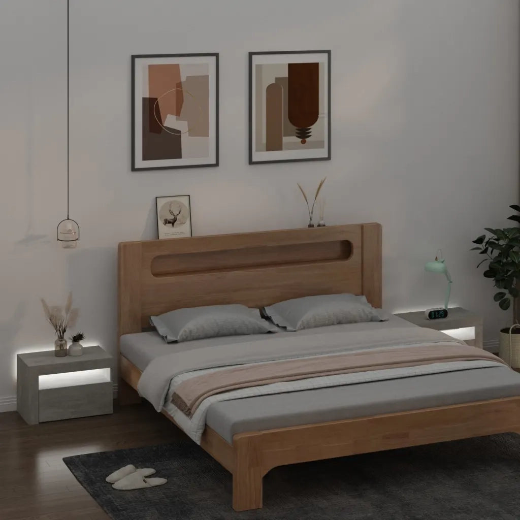 Comodini 2 pz con LED Grigio Cemento 60x35x40 cm cod mxl 31079