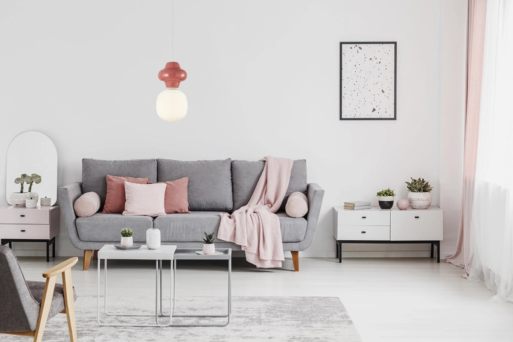 Lampada a sospensione Art Déco ceramica rossa Ø15 E14 Italux