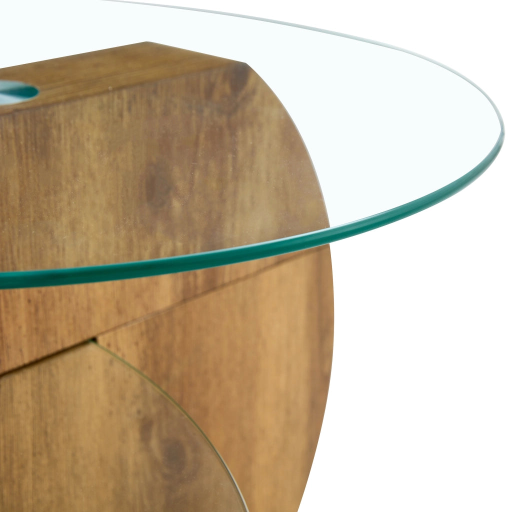TAVOLINO DA CAFFÈ moderno in vetro temperato e MDF, trasparente, Ø 49,8 cm e 69,8 cm