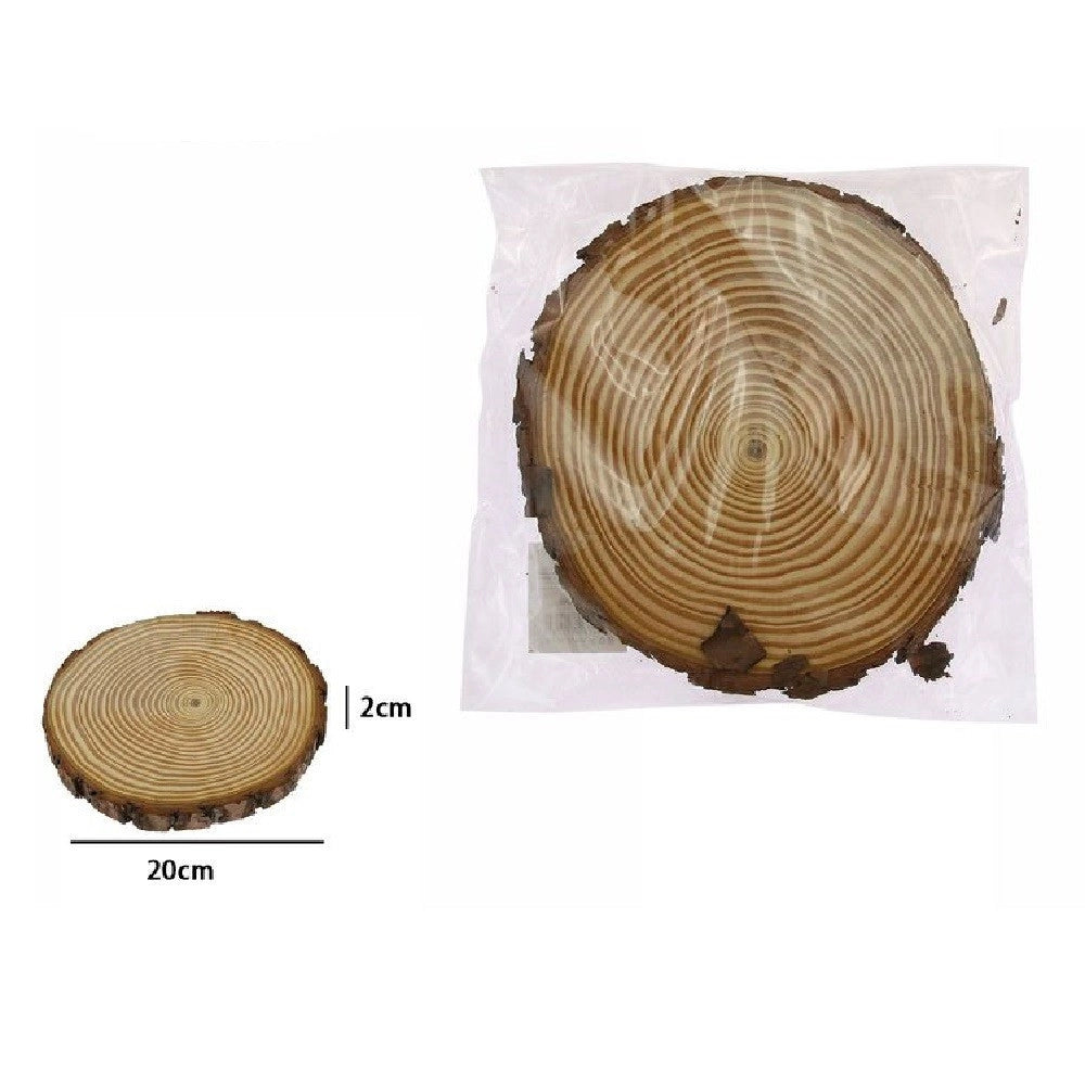 Trade Shop - Disco Di Legno Base Tronco Decorativa Per Ornamento Casa 20 X 2 Cm Rotondo 72113 -