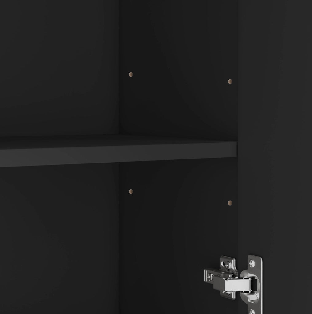 Mobile bagno alto nero in MDF laccato con 3 cassetti e ripiani regolabili