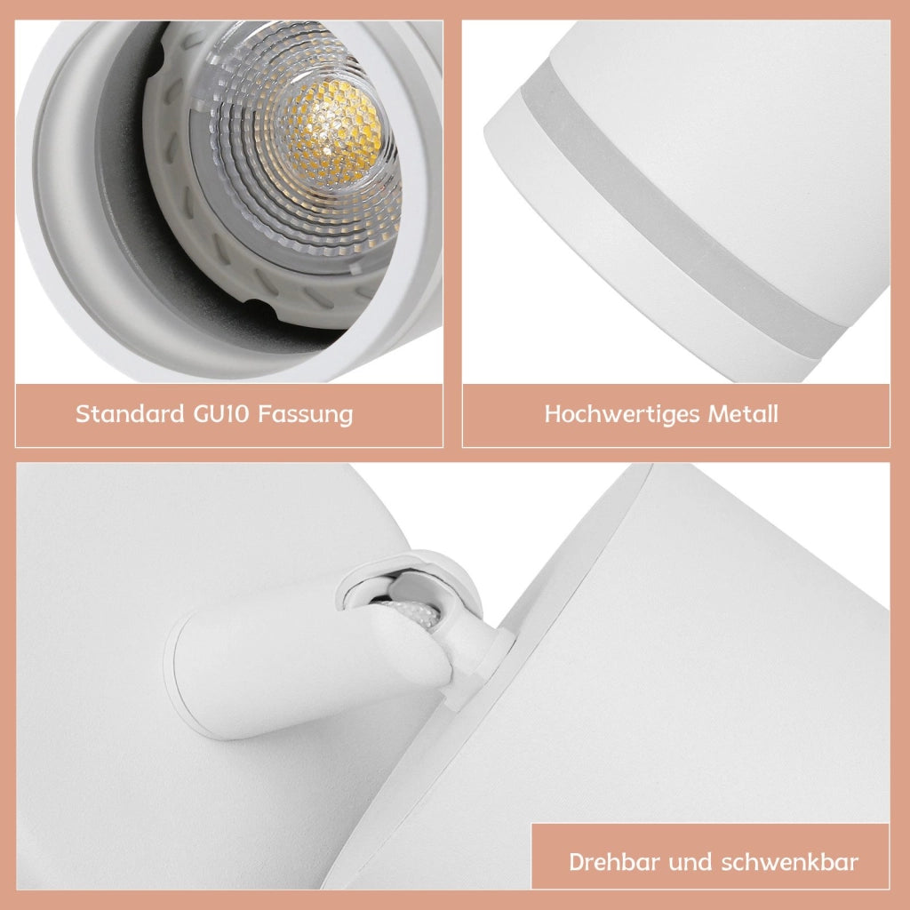 ZMH Faretto da soffitto bianco 4 lampadine faretto moderno GU10 orientabile per interni in metallo