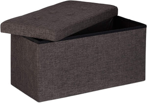 Panca sgabello pouf pieghevole contenitore poggiapiedi 76 cm lino marrone 13_0002337_5
