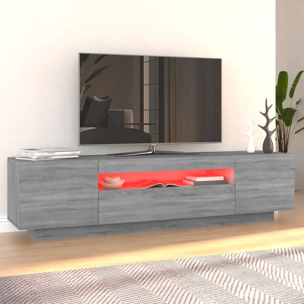 Mobile Porta TV con Luci LED Grigio Sonoma 160x35x40 cm 815727