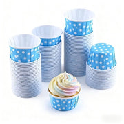 Cuppi per muffin in forma miniatura da 100 pezzi - Pasticcini con decorazione a puntini - Copertura in carta geotessile - Ideali per feste di compleanno - Resistente all'olio - Forme per muffin
