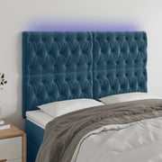 Testiera a LED Blu Scuro 144x7x118/128 cm in Velluto